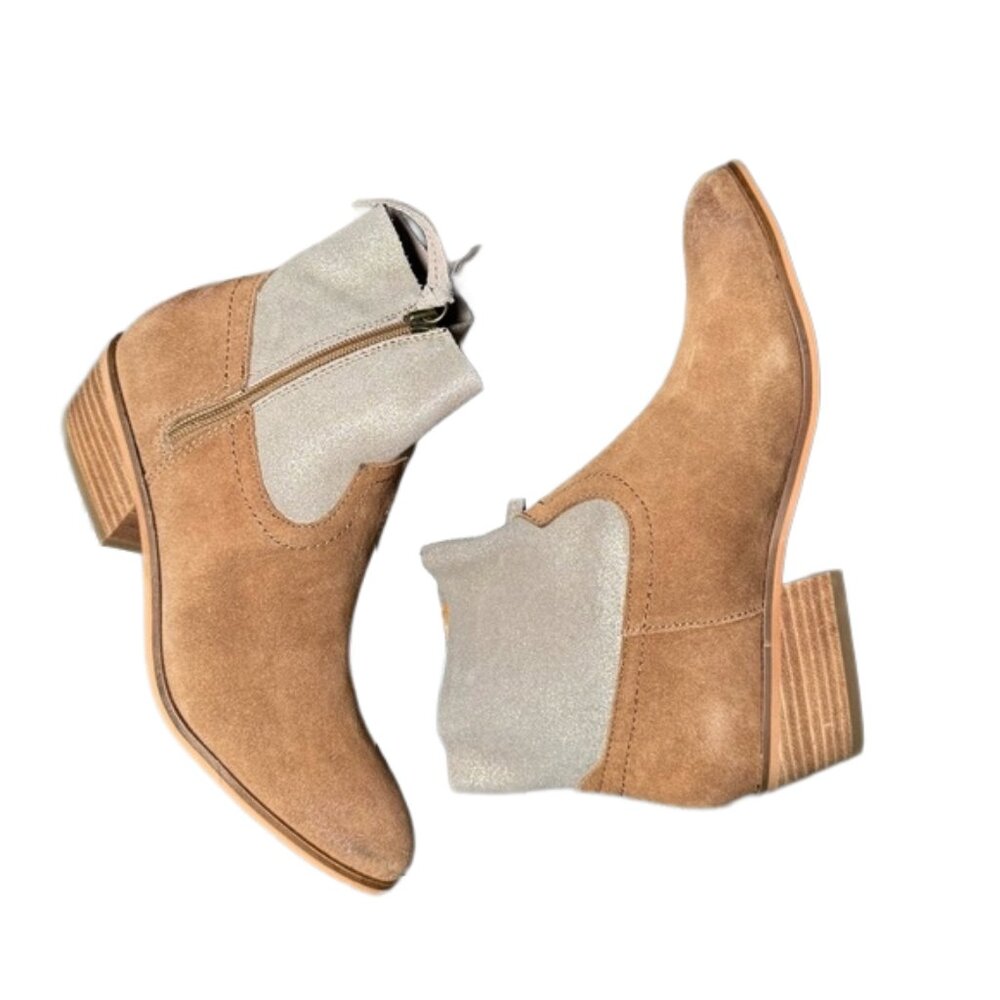 Frye & Co NEW Rubie Tan Suede & Metallic Western Booties